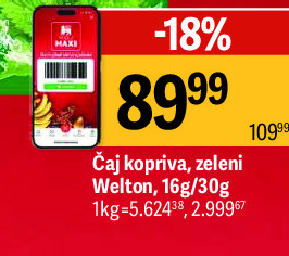 Čaj kopriva, zeleni Welton, 16g/30g