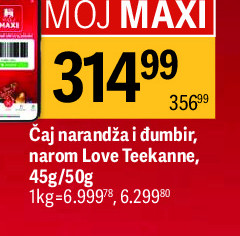Čaj narandža i đumbir, narom Love Teekanne, 45g/50g