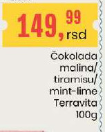 Čokolada malina/tiramisu mint-lime