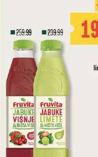 Sok negazirani limeta/višnja i jabuka Fruvita
