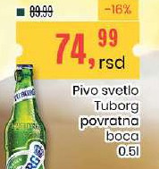 Pivo svetlo Tuborg povratna boca