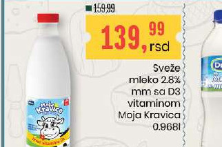 Sveže mleko 2.8% mm sa D3 vitaminom Moja Kravica