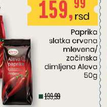 Paprika slatka crvena mlevena/ začinska dimljena Aleva 50g
