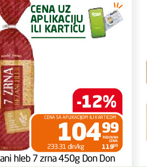 Rezani hleb 7 zrna 450g Don Don