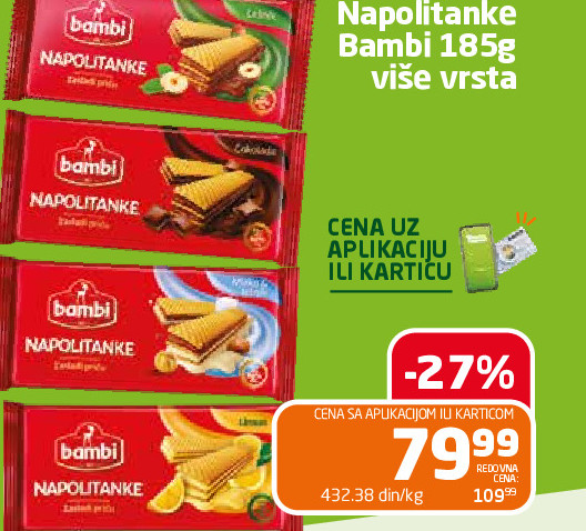 Napolitanke Bambi 185g više vrsta