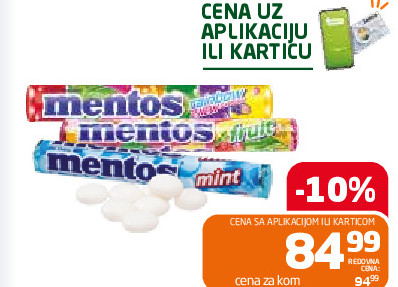 Bombon karamela Mentos 37.5/38g više vrsta