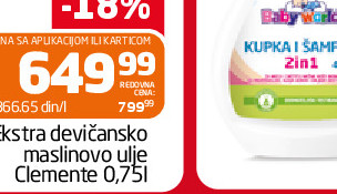 Ekstra devičansko maslinovo ulje Clemente 0,751