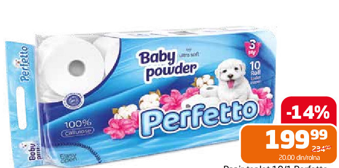 Papir toalet 10/1 Perfetto baby powder