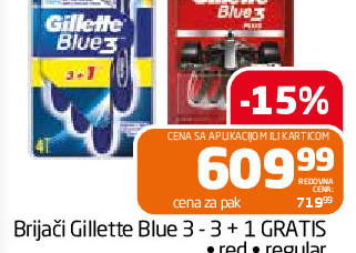Brijači Gillette Blue 3 - 3 + 1 GRATIS