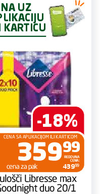 Higijenski ulošči Libresse max Goodnight duo 20/1