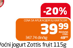 Voćni jogurt Zottis fruit 115g više vrsta