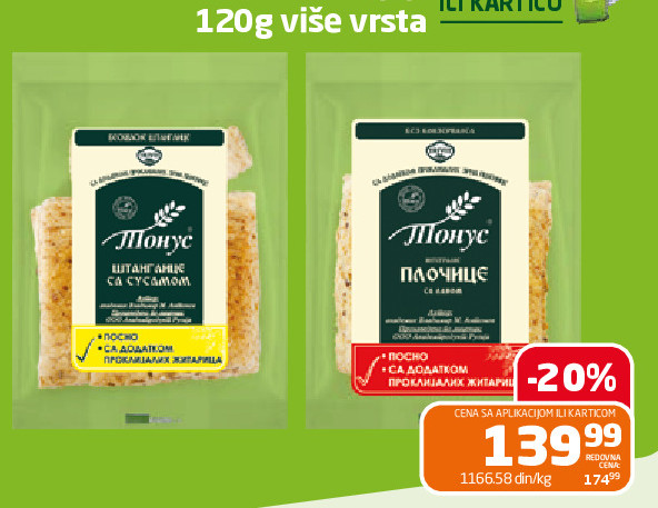Tonus beskvasne pločice Trivit 120g