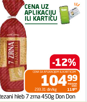 Rezani hleb 7 zrna 450g Don Don