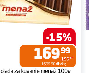 Čokolada za kuvanje menaž