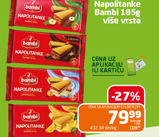 Napolitanke Bambi 185g više vrsta