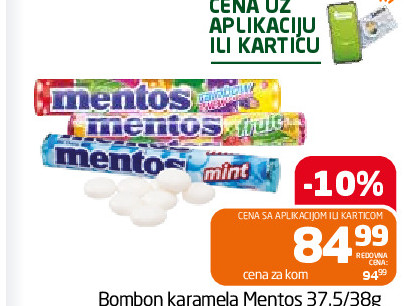 Bombon karamela Mentos 37.5/38g više vrsta