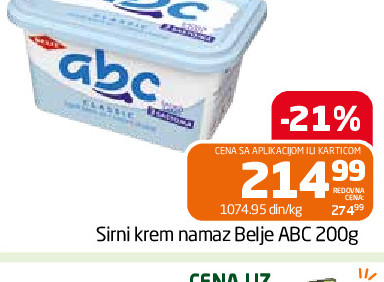 Sirni krem namaz Belje ABC 200g