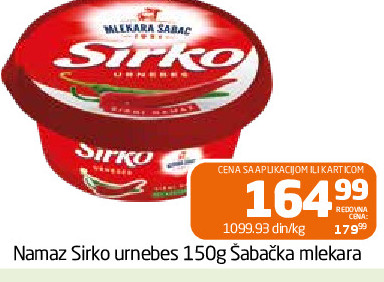 Namaz Sirko urnebes 150g Šabačka mlekara