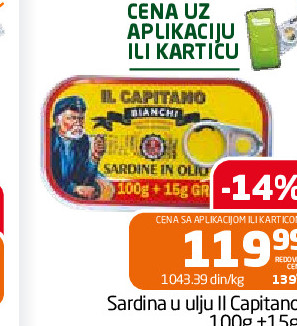 Sardina u ulju II Capitano 100g+15g