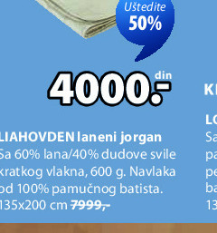 LIAHOVDEN laneni jorgan