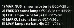 MARINUS lampa na baterije