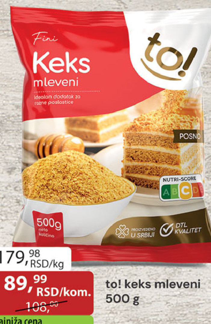 to! keks mleveni 500 g