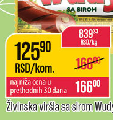 Žverska viršla sa sirum Wudy AIA