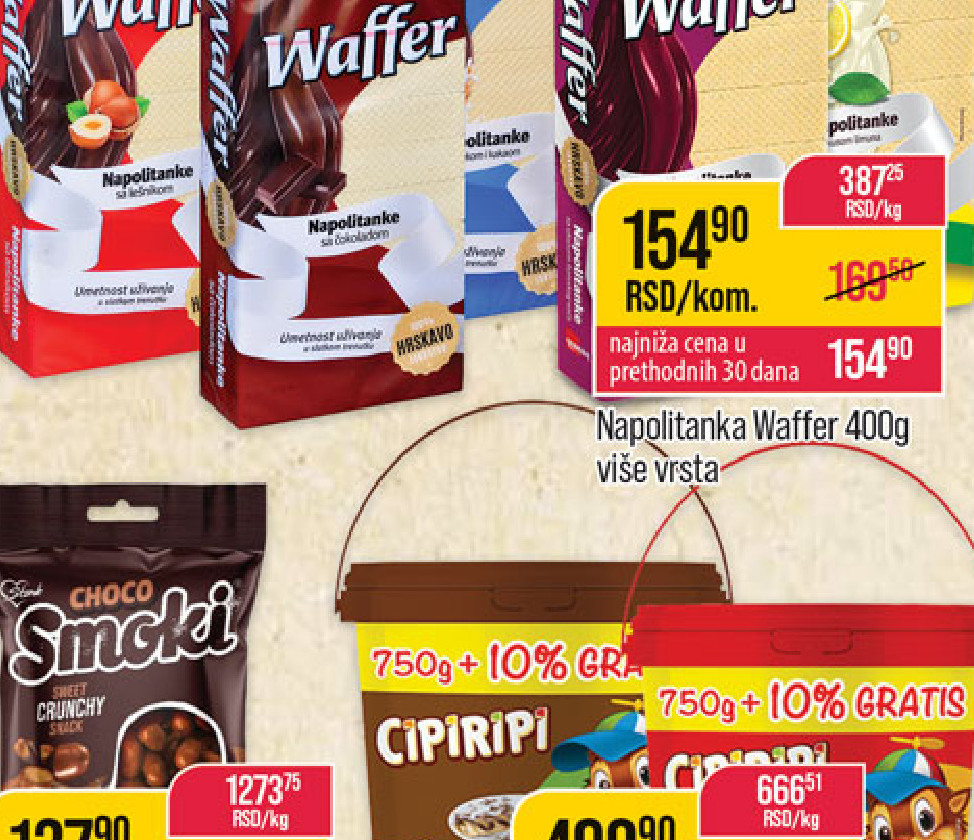 Waffer Napolitanka 400g više vrsta