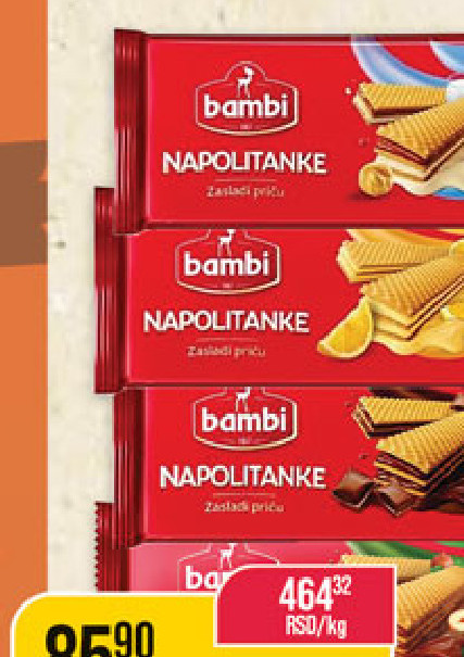 Napolitanka Bambi više vrsta 185g