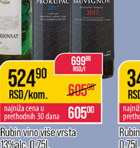 Rubin vino više vrsta 0.75L