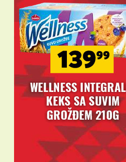 WELLNESS INTEGRALNI KEKS SA SUVIM DRUĆEM 210G