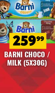 BARNI CHOCO / MILK (5X30G)