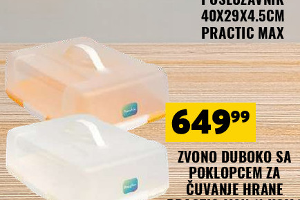 ZVONO DUBOKO SA POKLOPCEM ZA ČUVANJE HRANE PRACTIC MAX (1 KOM.)