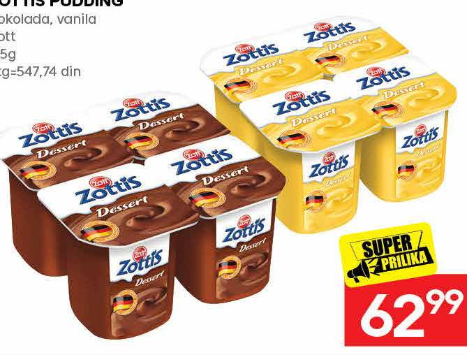 ZOTTIS PUDDING čokolada, vanila