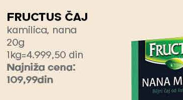 FRUCTUS ČAJ kamilica, nana 20g