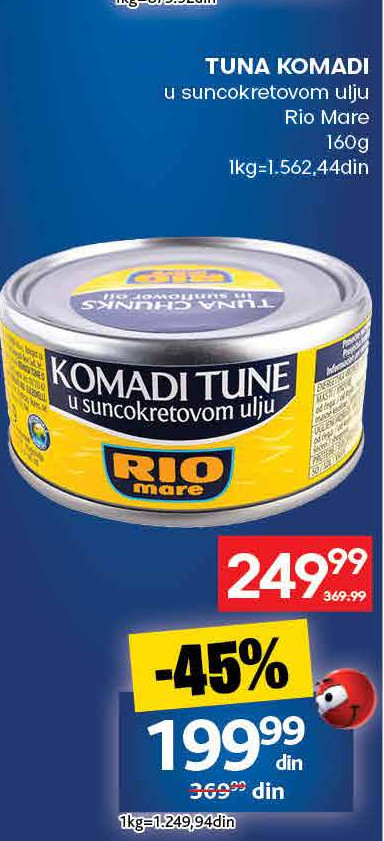 TUNA KOMADI u suncokretovom ulju