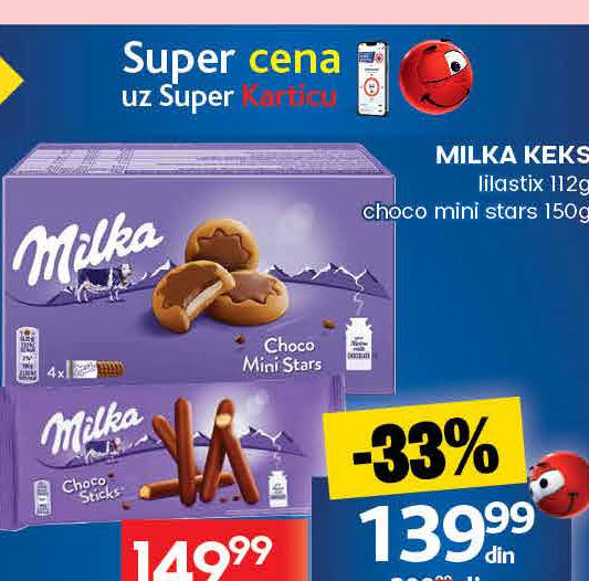 MILKA KEKS choco mini stars