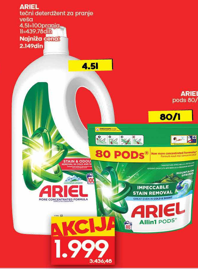 ARIEL tečni deterdžent za pranje veša 4.5l