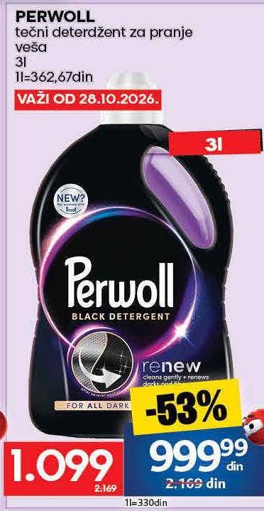 PERWOLL tečni deterdžent za pranje veša 3l