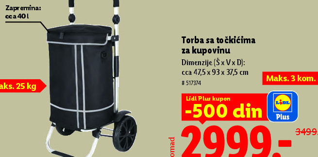 Torba sa točkićima za kupovinu