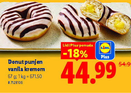Donut punjen vanila kremom