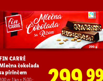 FIN CARRÉ Mlečna čokolada sa pirinčem