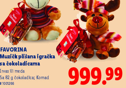 Musičk plišana igračka sa čokoladicama