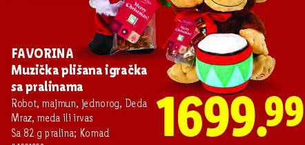 Muzička plišana igračka sa pralinama