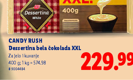 CANDY RUSH Dessertina bela čokolada XXL