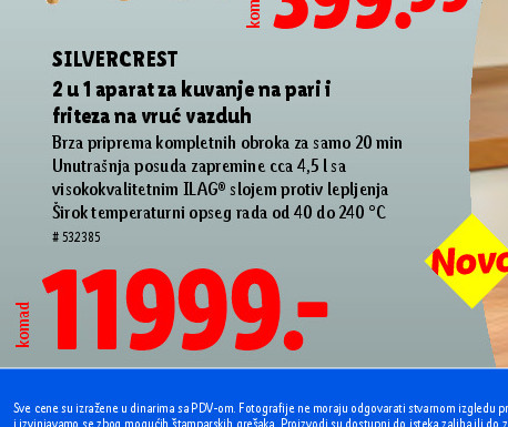 2 u 1 aparat za kuvanje na pari i fritza na vruć vazduh