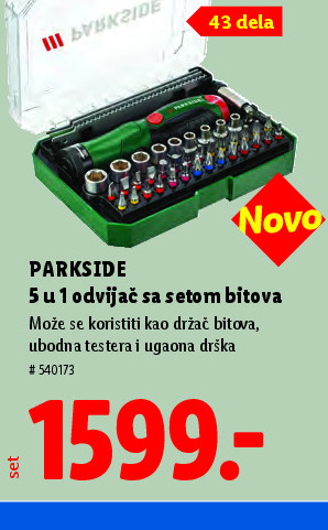 PARKSIDE 5 u 1 odvijač sa setom bitova