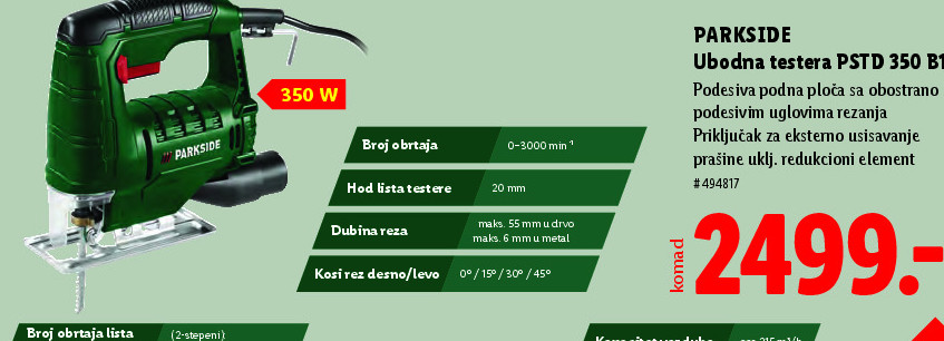 Ubudna testera PSTD 350 B1