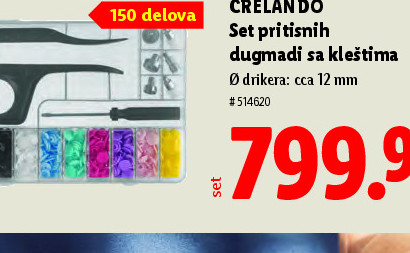 Set pritiskih dugmadi sa kleštima