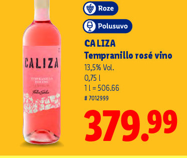 CALIZA Tempranillo rosé vino